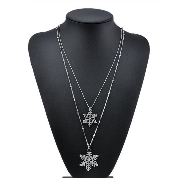 Jewelry - Silver Double Layer Snowflake Necklace
